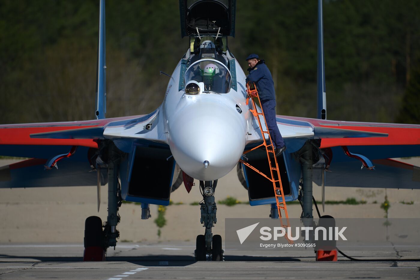 Military aircraft during Victory Day parade rehearsal