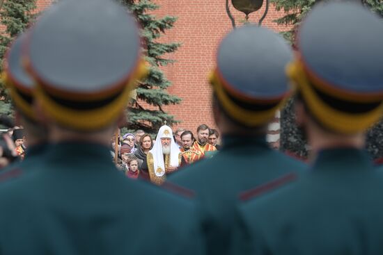 Ceremony of opening of cross in memory of Great prince Sergey Alexandrovich in Kremlin