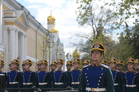 Ceremony of opening of cross in memory of Great prince Sergey Alexandrovich in Kremlin