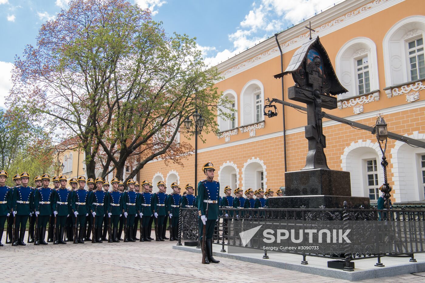 Ceremony of opening of cross in memory of Great prince Sergey Alexandrovich in Kremlin