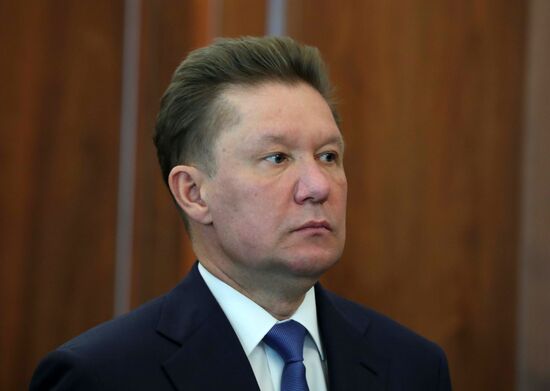 Russian President Vladimir Putin meets with Gazprom CEO Alexei Miller
