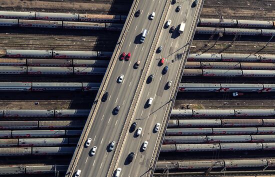 Rizhskaya elevated road in Moscow
