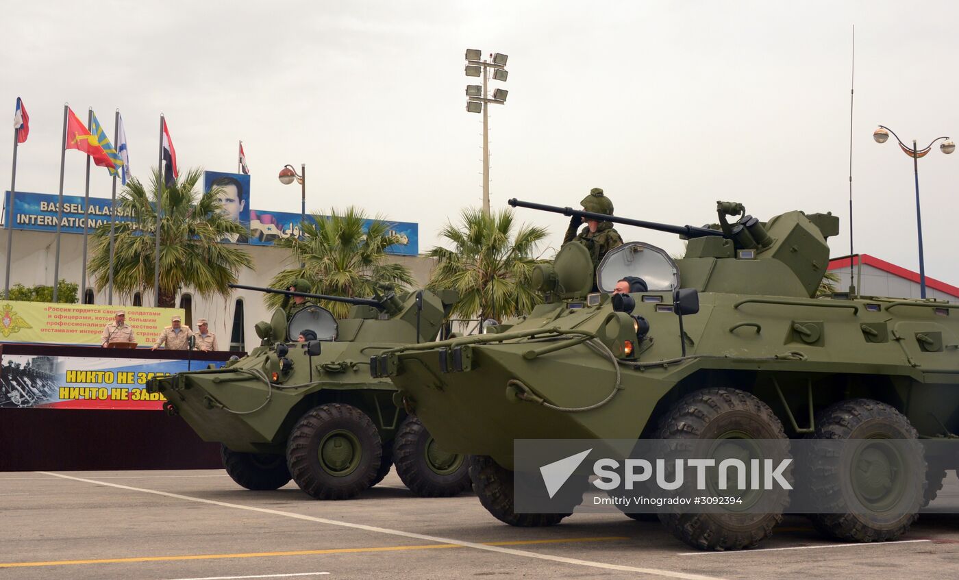 Victory Day parade rehearsal at Hmeimim air field in Syria