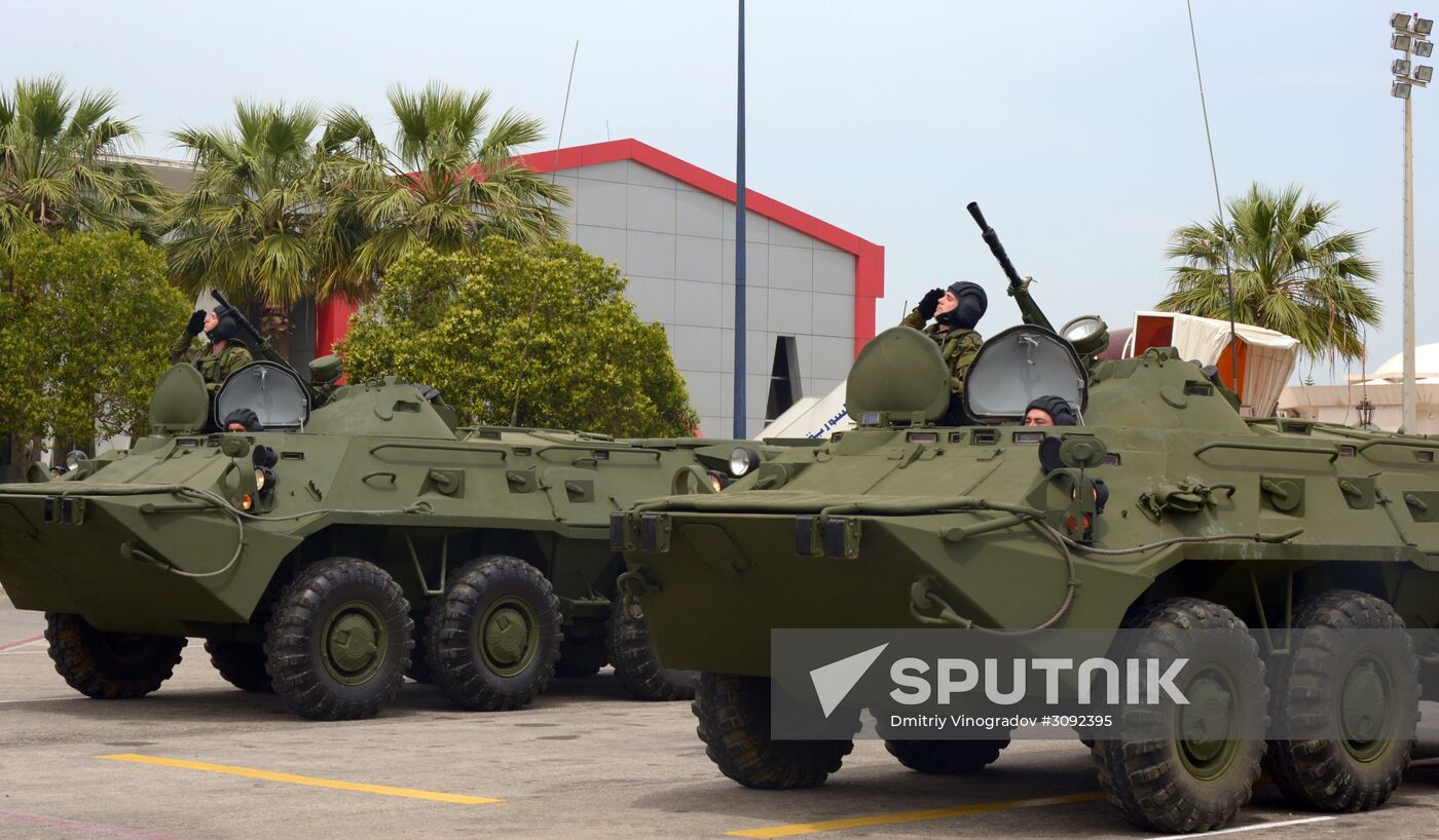 Victory Day parade rehearsal at Hmeimim air field in Syria