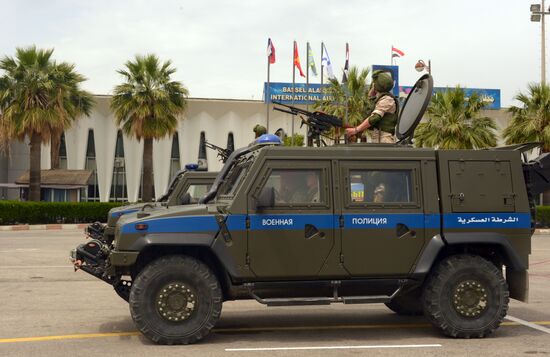 Victory Day parade rehearsal at Hmeimim air field in Syria