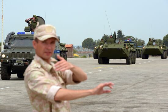 Victory Day parade rehearsal at Hmeimim air field in Syria