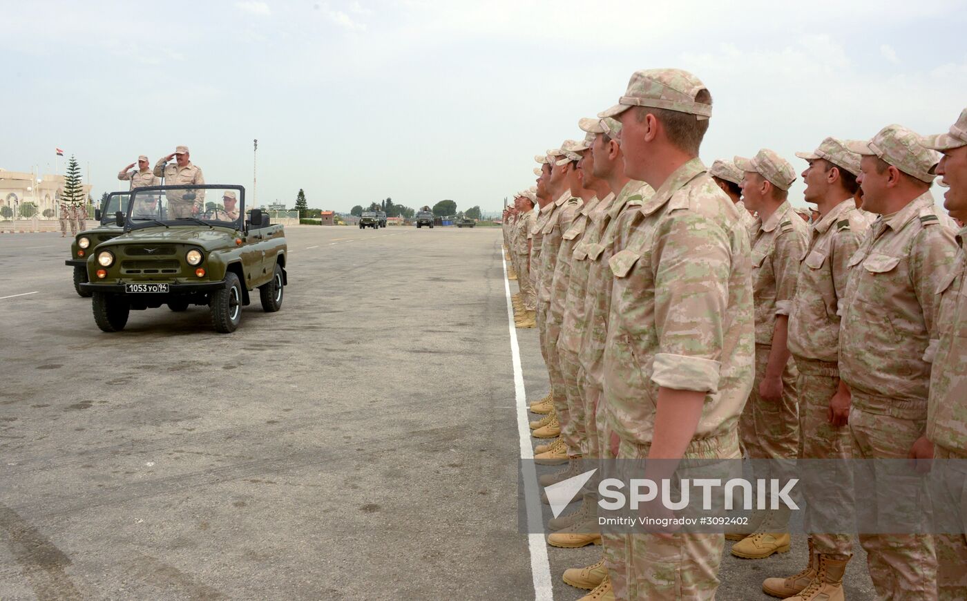 Victory Day parade rehearsal at Hmeimim air field in Syria