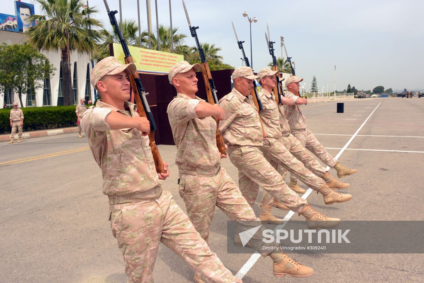 Victory Day parade rehearsal at Hmeimim air field in Syria