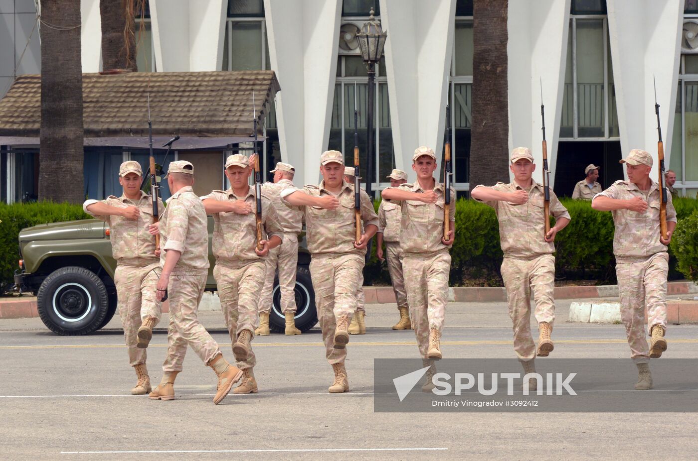 Victory Day parade rehearsal at Hmeimim air field in Syria