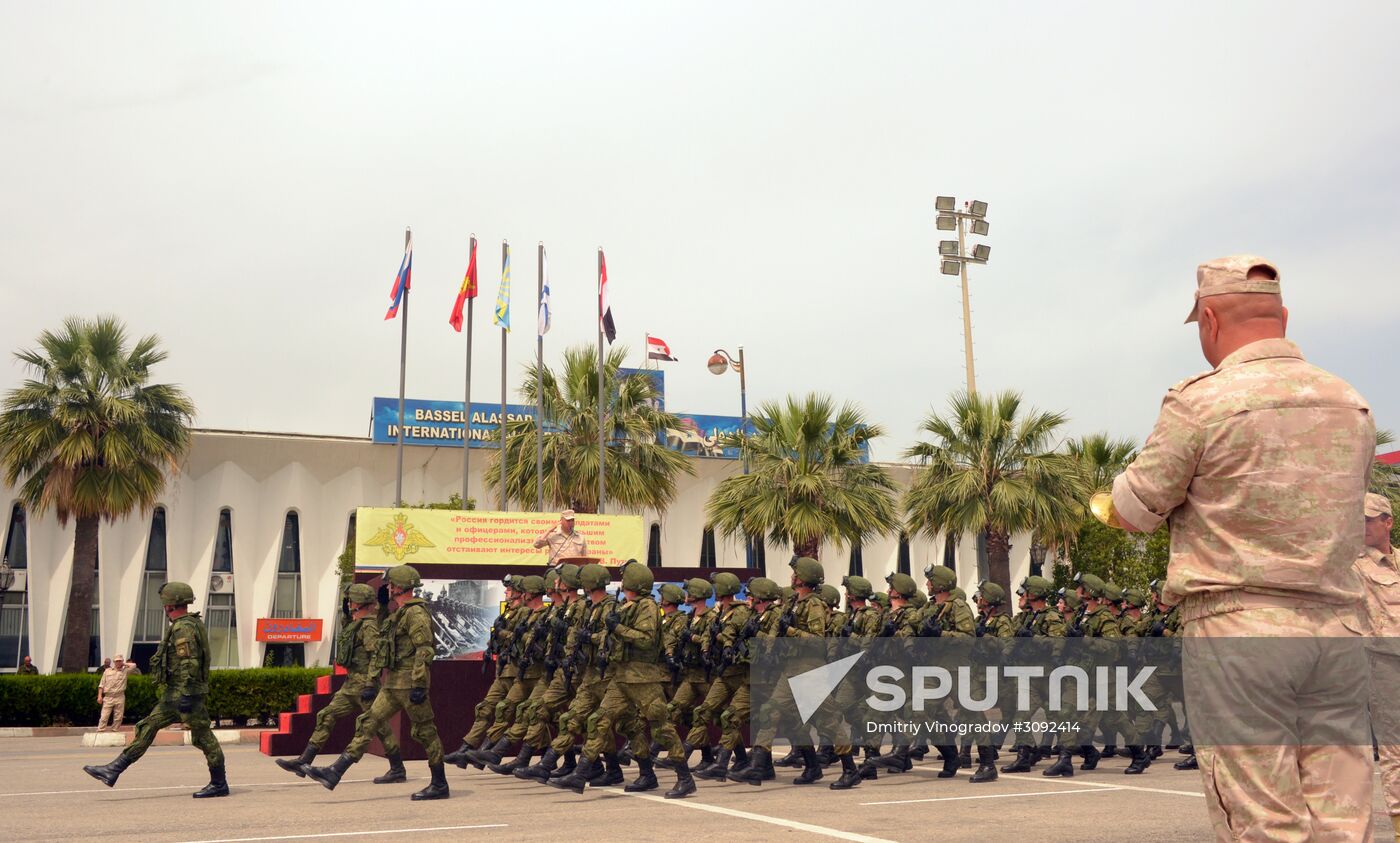 Victory Day parade rehearsal at Hmeimim air field in Syria