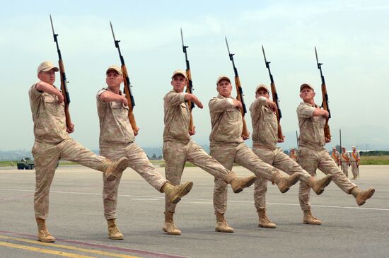 Victory Day parade rehearsal at Hmeimim air field in Syria