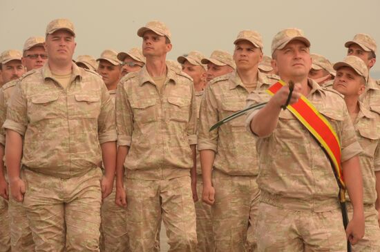 Victory Day parade rehearsal at Hmeimim air field in Syria
