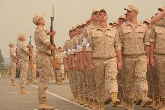 Victory Day parade rehearsal at Hmeimim air field in Syria