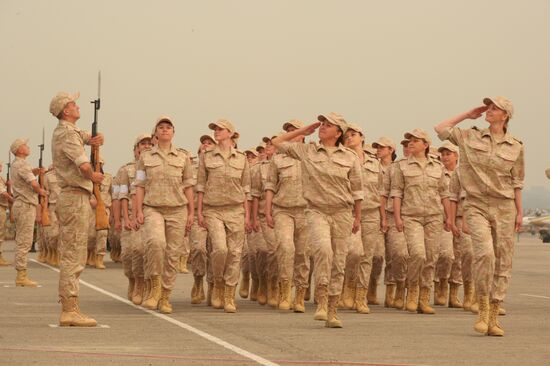 Victory Day parade rehearsal at Hmeimim air field in Syria