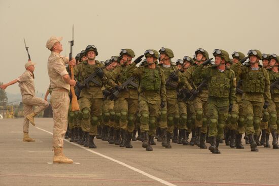 Victory Day parade rehearsal at Hmeimim air field in Syria