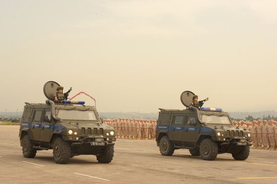 Victory Day parade rehearsal at Hmeimim air field in Syria