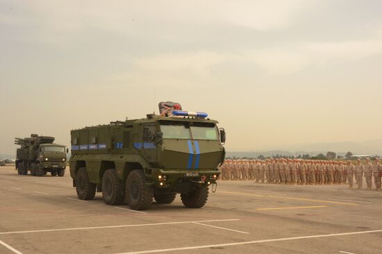 Victory Day parade rehearsal at Hmeimim air field in Syria