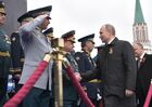 May 9, 2017. Russian President Vladimir Putin, Supreme Commander-in-Chief of the Russian Armed Forces is seen here prior to the military parade marking the 72nd anniversary of Victory in the 1941-45 Great Patriotic War on Red Square, Moscow. Location: Russia, Moscow. Author: Aleksey Nikolskyi/Sputnik. President Putin, Prime Minister Medvedev attend military parade on 72nd anniversary of victory in Great Patriotic War