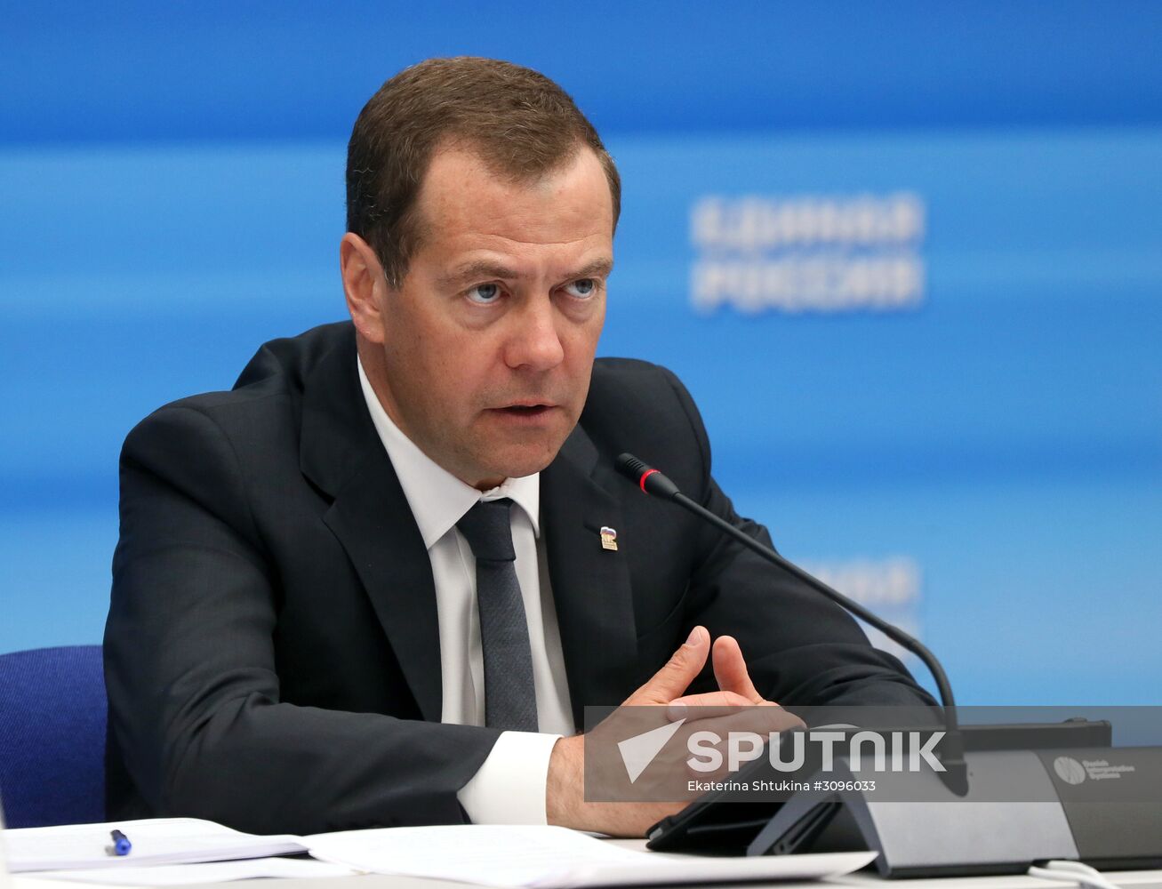 Prime Minister Dmitry Medvedev at meeting of United Russia Election Campaign Commission