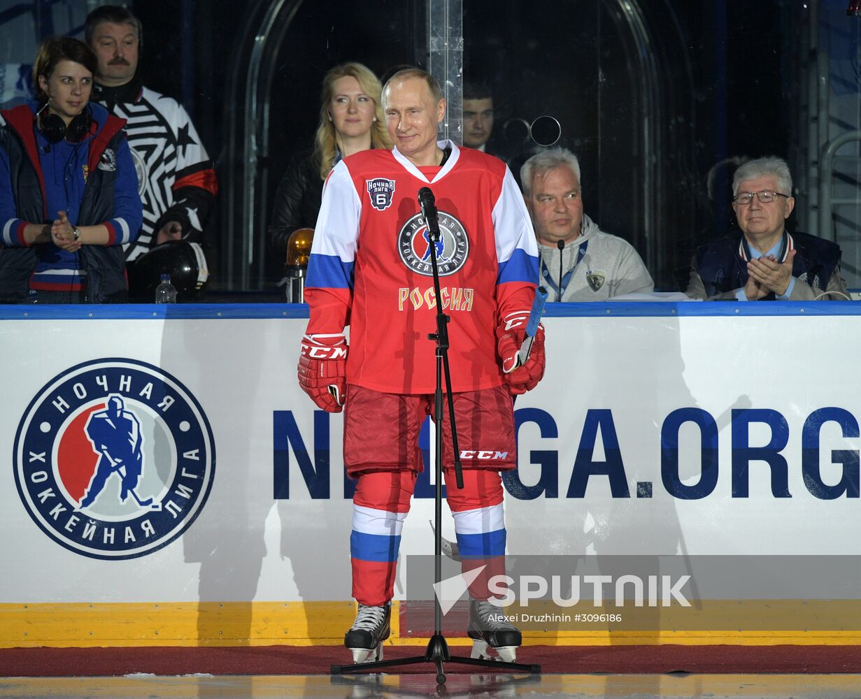 President Vladimir Putin participates in gala match of 6th Night Hockey League Festival