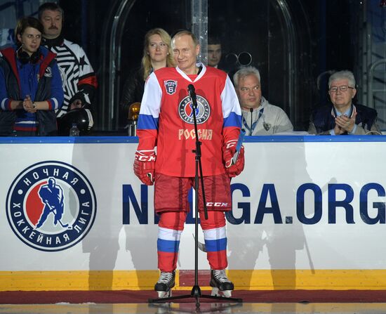 President Vladimir Putin participates in gala match of 6th Night Hockey League Festival