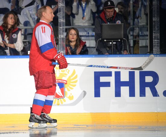 President Vladimir Putin participates in gala match of 6th Night Hockey League Festival