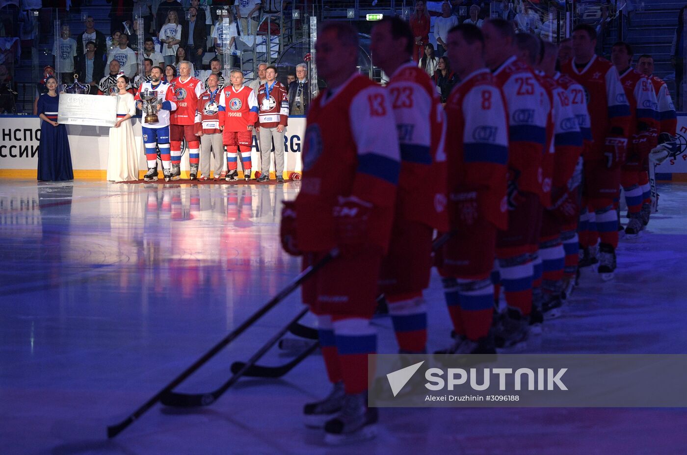 President Vladimir Putin participates in gala match of 6th Night Hockey League Festival