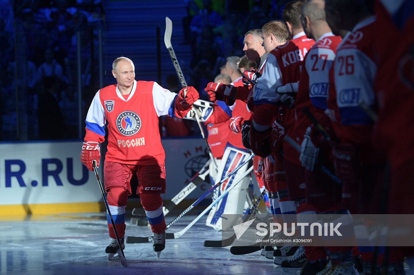 President Vladimir Putin participates in gala match of 6th Night Hockey League Festival