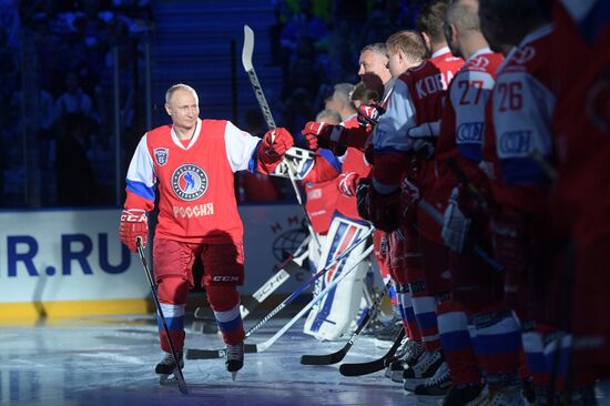 President Vladimir Putin participates in gala match of 6th Night Hockey League Festival