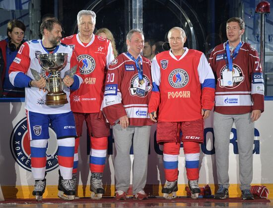 President Vladimir Putin participates in gala match of 6th Night Hockey League Festival