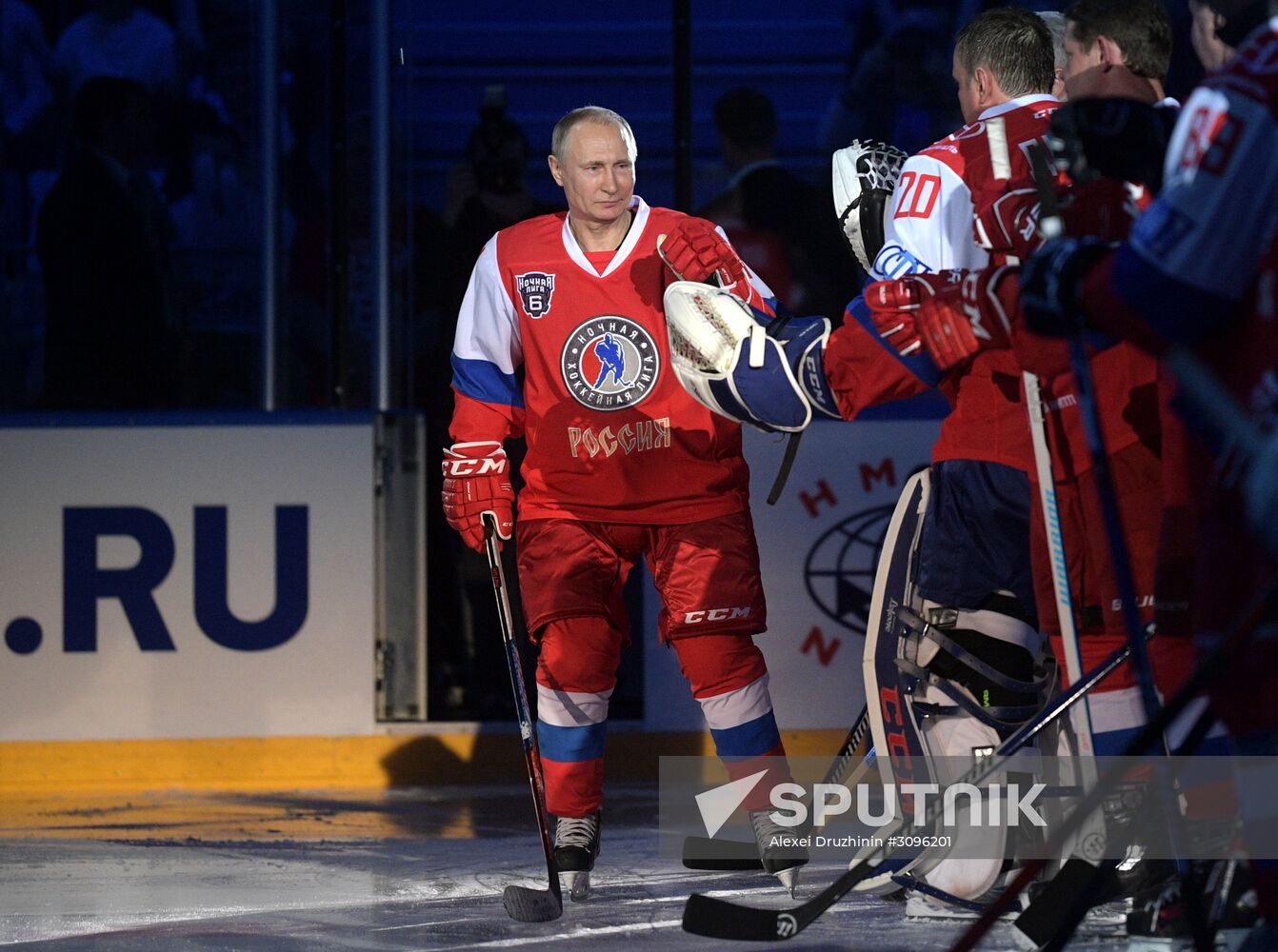President Vladimir Putin participates in gala match of 6th Night Hockey League Festival