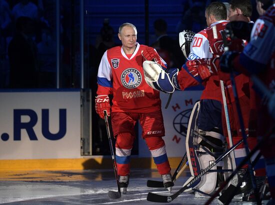 President Vladimir Putin participates in gala match of 6th Night Hockey League Festival