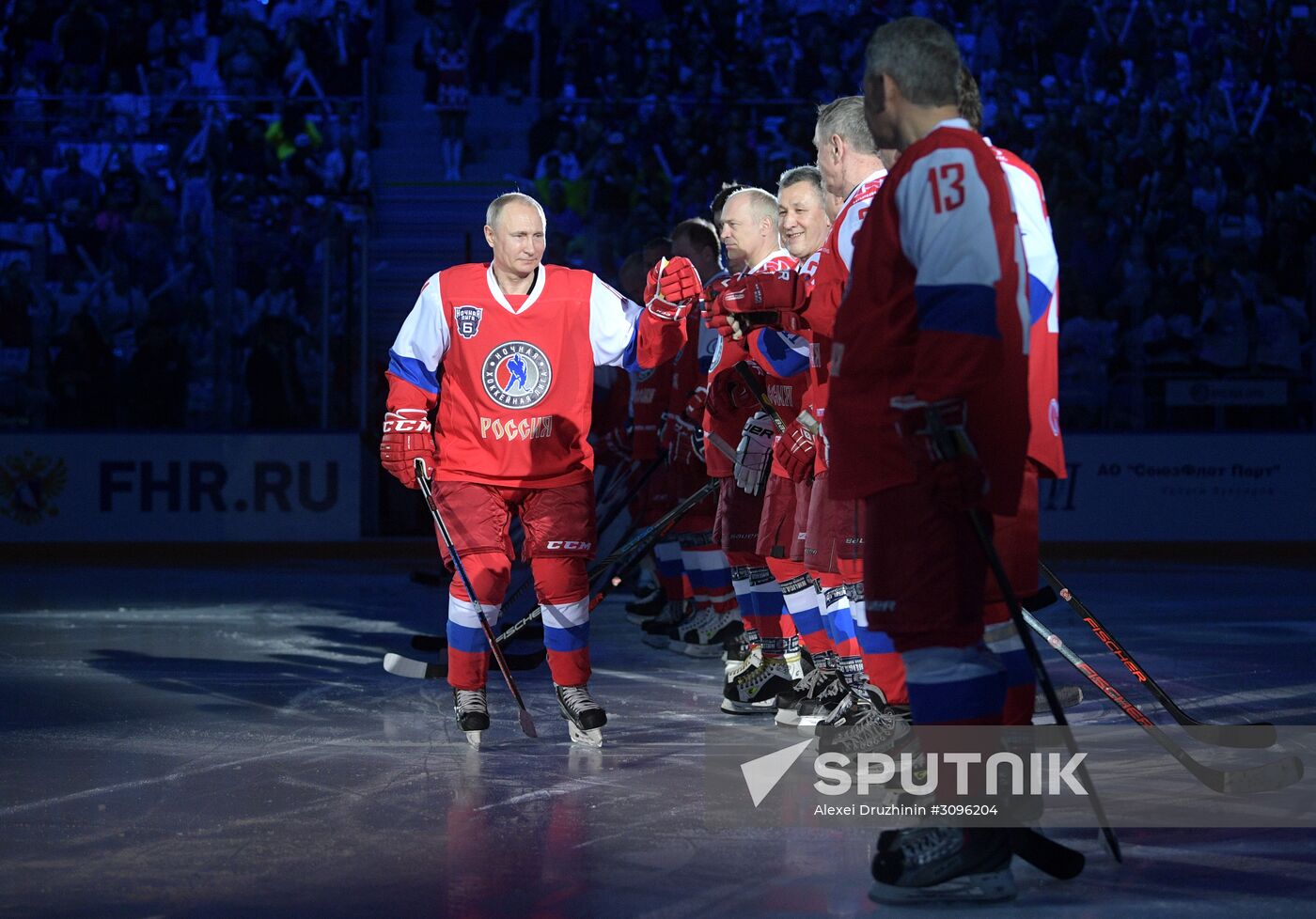 President Vladimir Putin participates in gala match of 6th Night Hockey League Festival