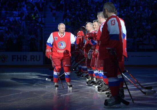 President Vladimir Putin participates in gala match of 6th Night Hockey League Festival