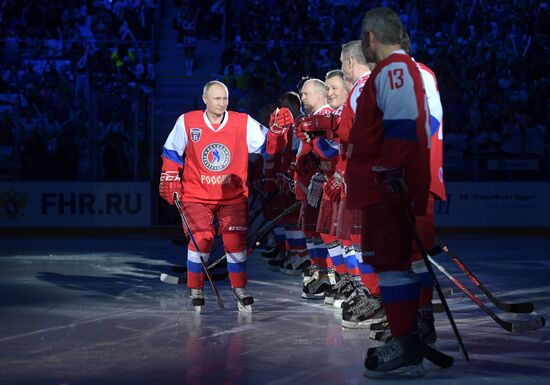 President Vladimir Putin participates in gala match of 6th Night Hockey League Festival