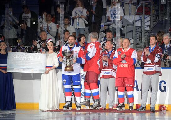 President Vladimir Putin participates in gala match of 6th Night Hockey League Festival