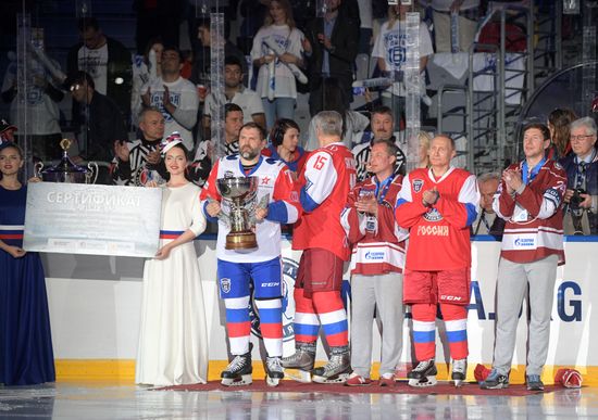 President Vladimir Putin participates in gala match of 6th Night Hockey League Festival