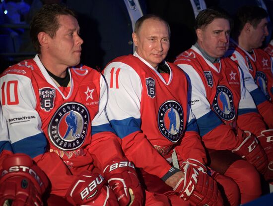 President Vladimir Putin participates in gala match of 6th Night Hockey League Festival