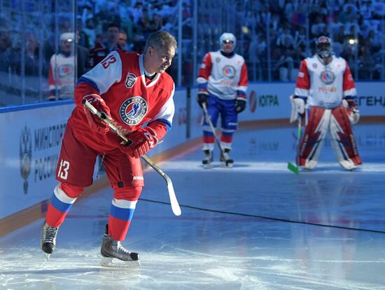 President Vladimir Putin participates in gala match of 6th Night Hockey League Festival