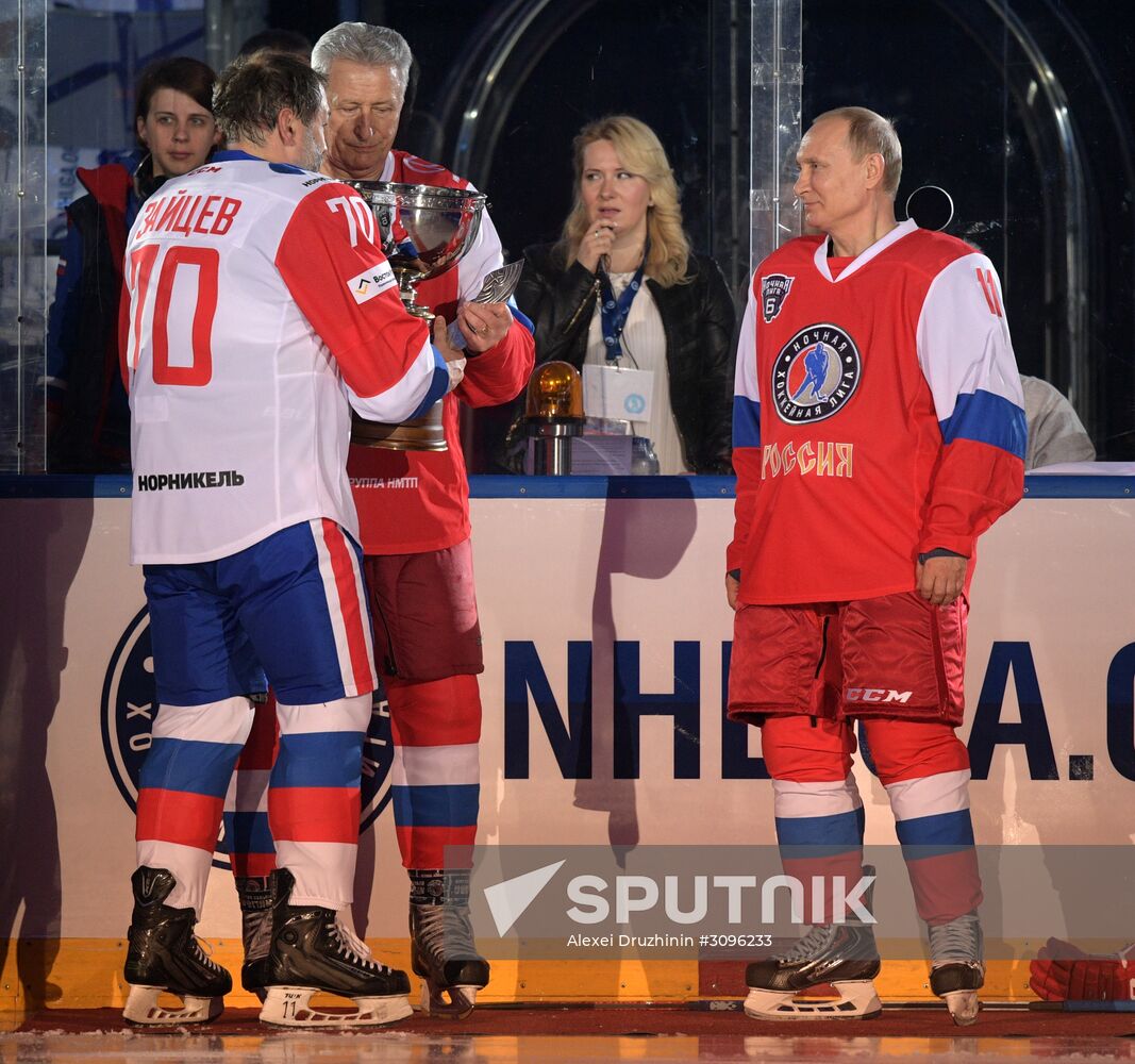 President Vladimir Putin participates in gala match of 6th Night Hockey League Festival