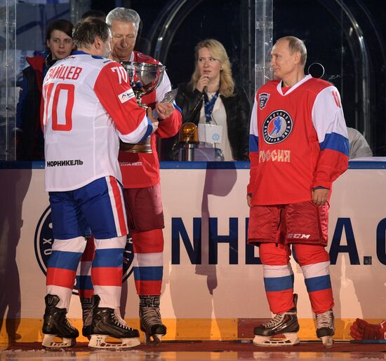 President Vladimir Putin participates in gala match of 6th Night Hockey League Festival