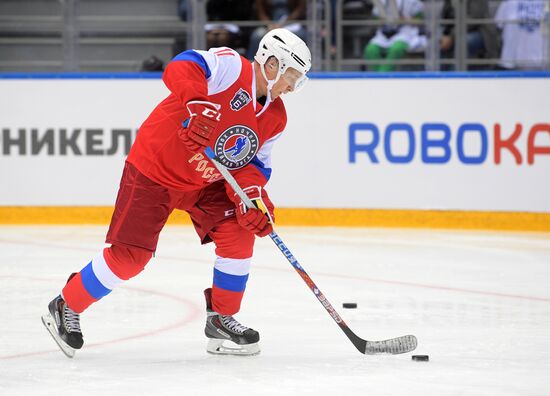 President Vladimir Putin participates in gala match of 6th Night Hockey League Festival