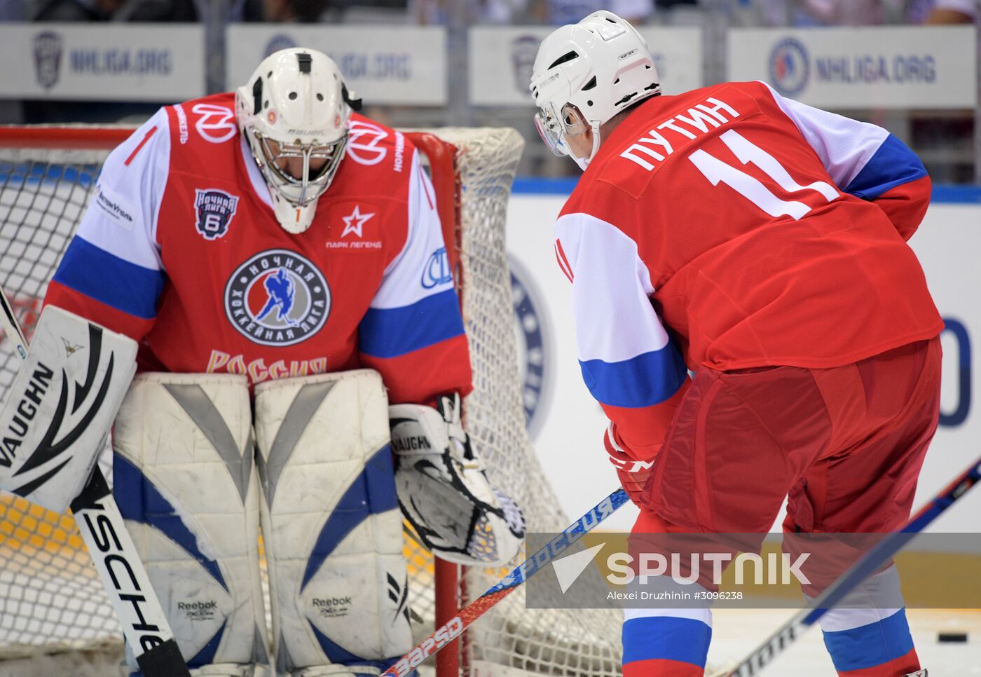 President Vladimir Putin participates in gala match of 6th Night Hockey League Festival