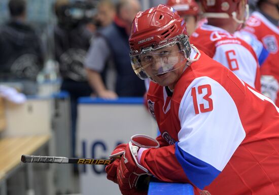 President Vladimir Putin participates in gala match of 6th Night Hockey League Festival