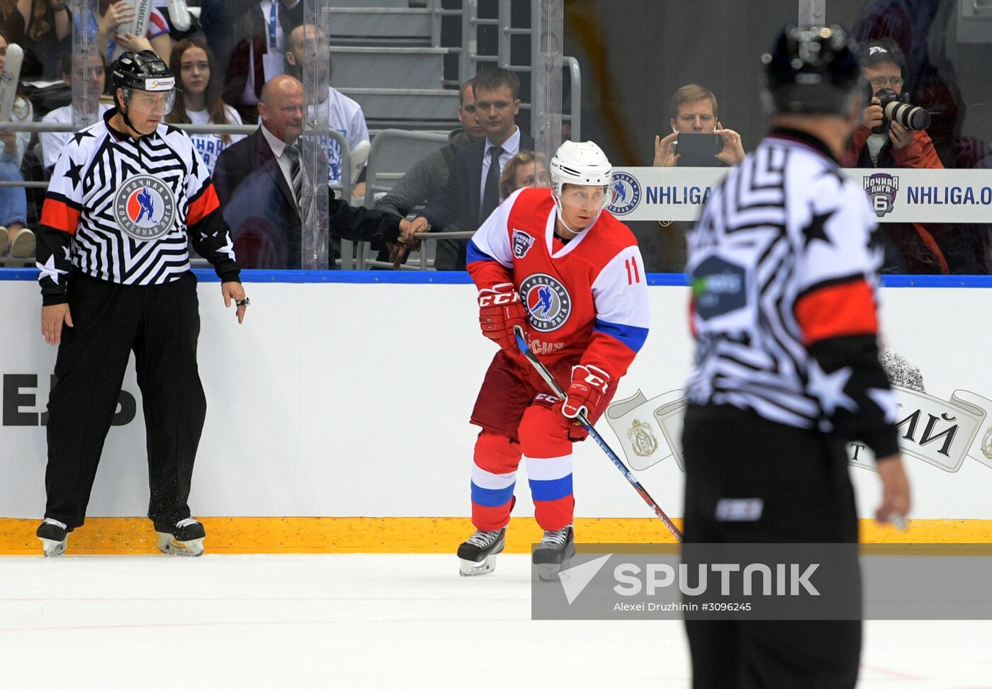 President Vladimir Putin participates in gala match of 6th Night Hockey League Festival