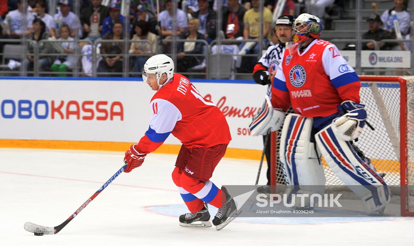 President Vladimir Putin participates in gala match of 6th Night Hockey League Festival