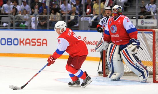 President Vladimir Putin participates in gala match of 6th Night Hockey League Festival