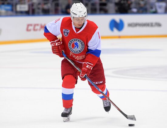 President Vladimir Putin participates in gala match of 6th Night Hockey League Festival