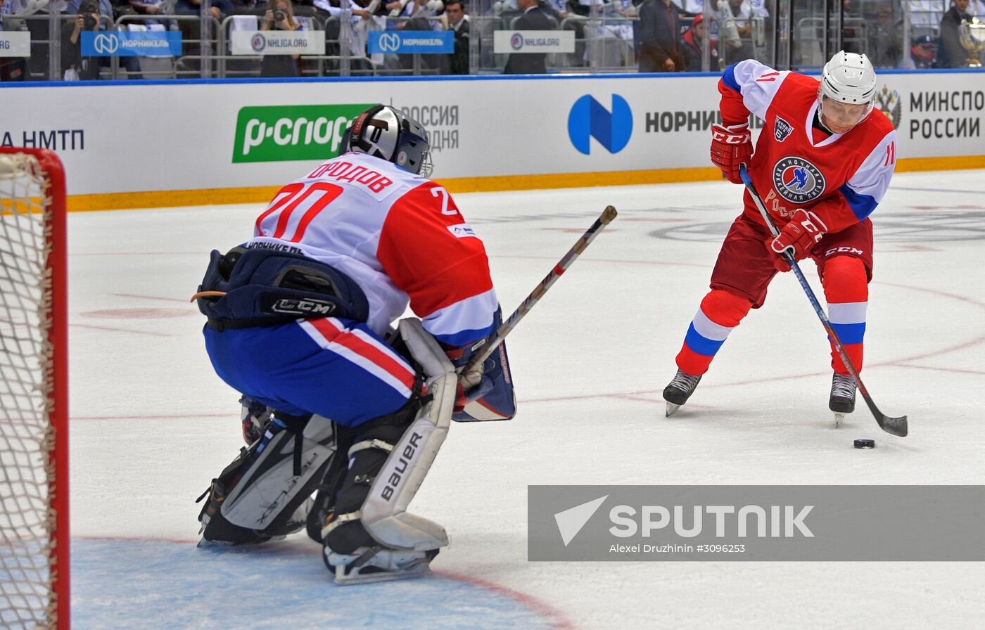 President Vladimir Putin participates in gala match of 6th Night Hockey League Festival