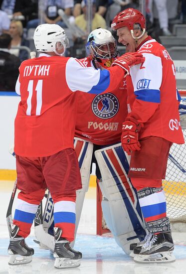 President Vladimir Putin takes part in gala match of Night Hockey League's 6th National Festival